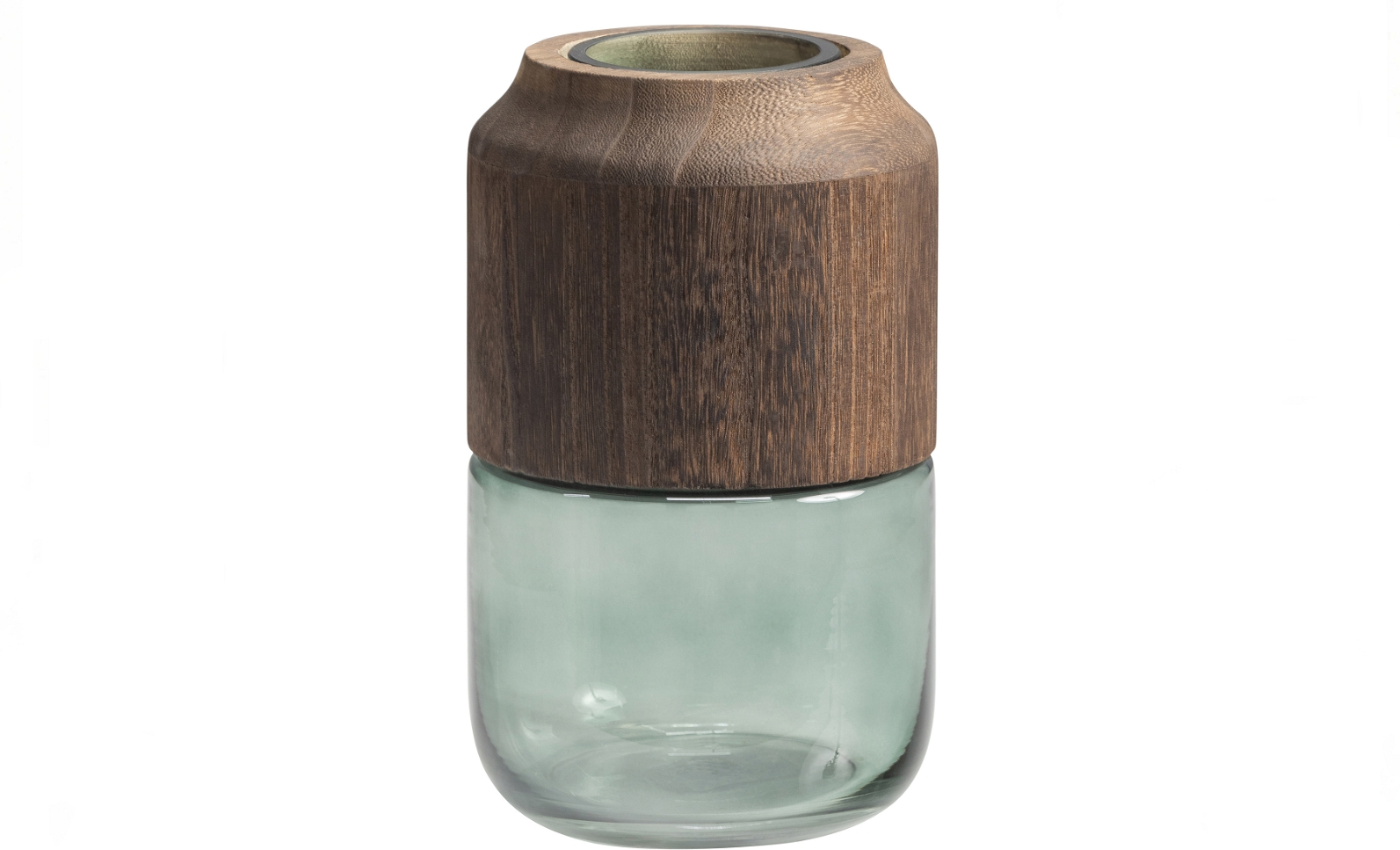 Vase Woood Exclusive Celeste Dekorationsvase ø16x28 Cm   Mundblæst Glas   Træ  Blå-grøn