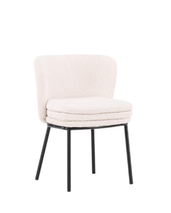 Venture Design Agnes Spisebordsstol Hvid Bouclé Stof Og Sort Stål