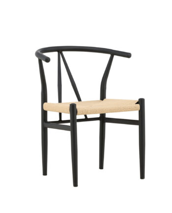 Venture Design Alfons Spisebordsstol     Armlæn Beige Rattan Og Sort Stål