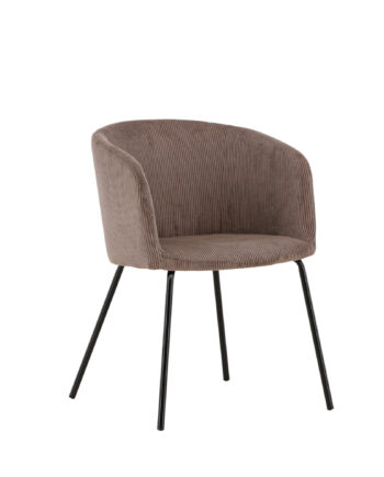 Venture Design Berit Spisebordsstol     Armlæn Brun Polyester Fløjl Og Sort Stål