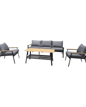 Venture Design Brasilia Havesæt Natur Teaktræ  Sort Aluminium Og Stof