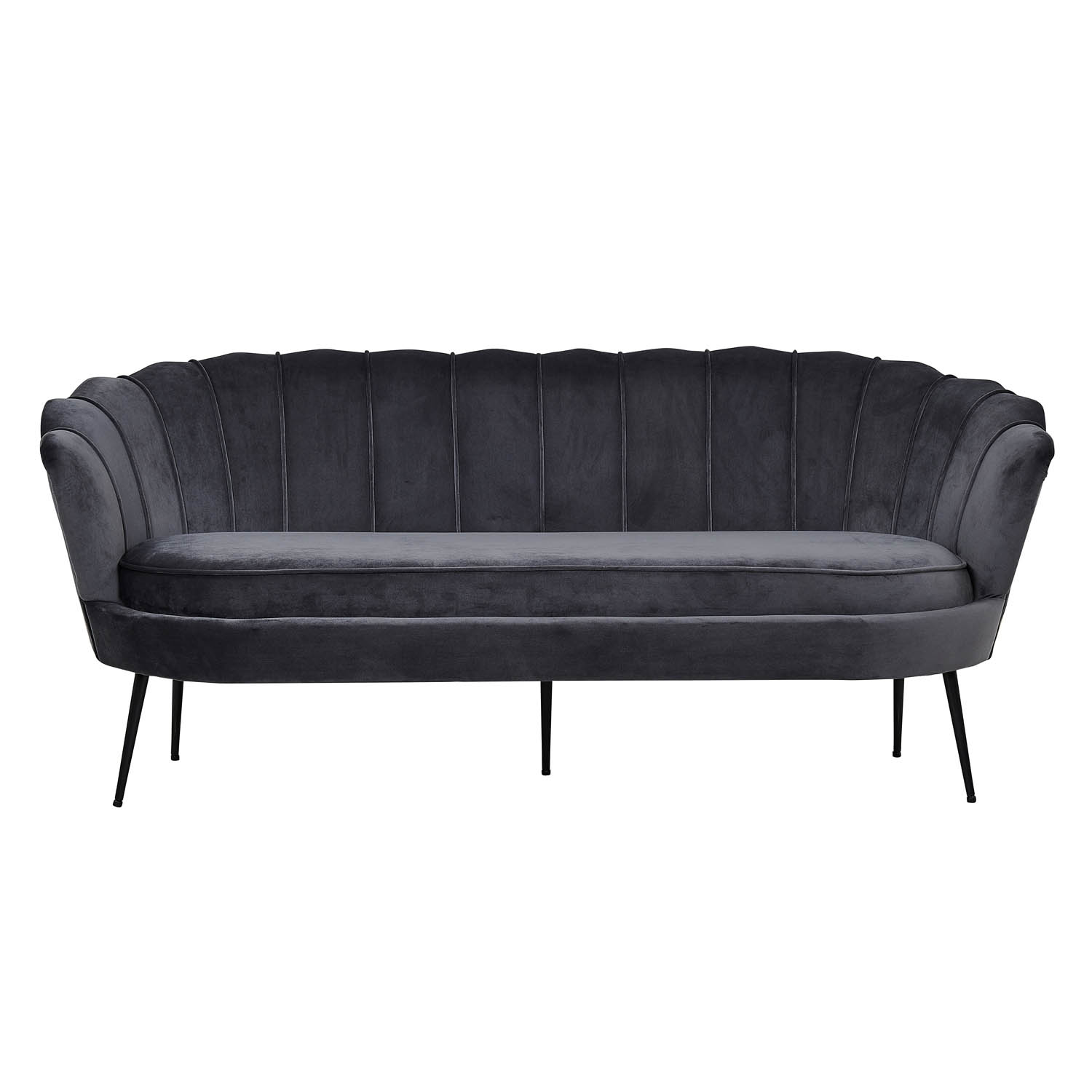 Venture Design Calais   Personers Sofa Mørkegrå Velour Og Sort Metal