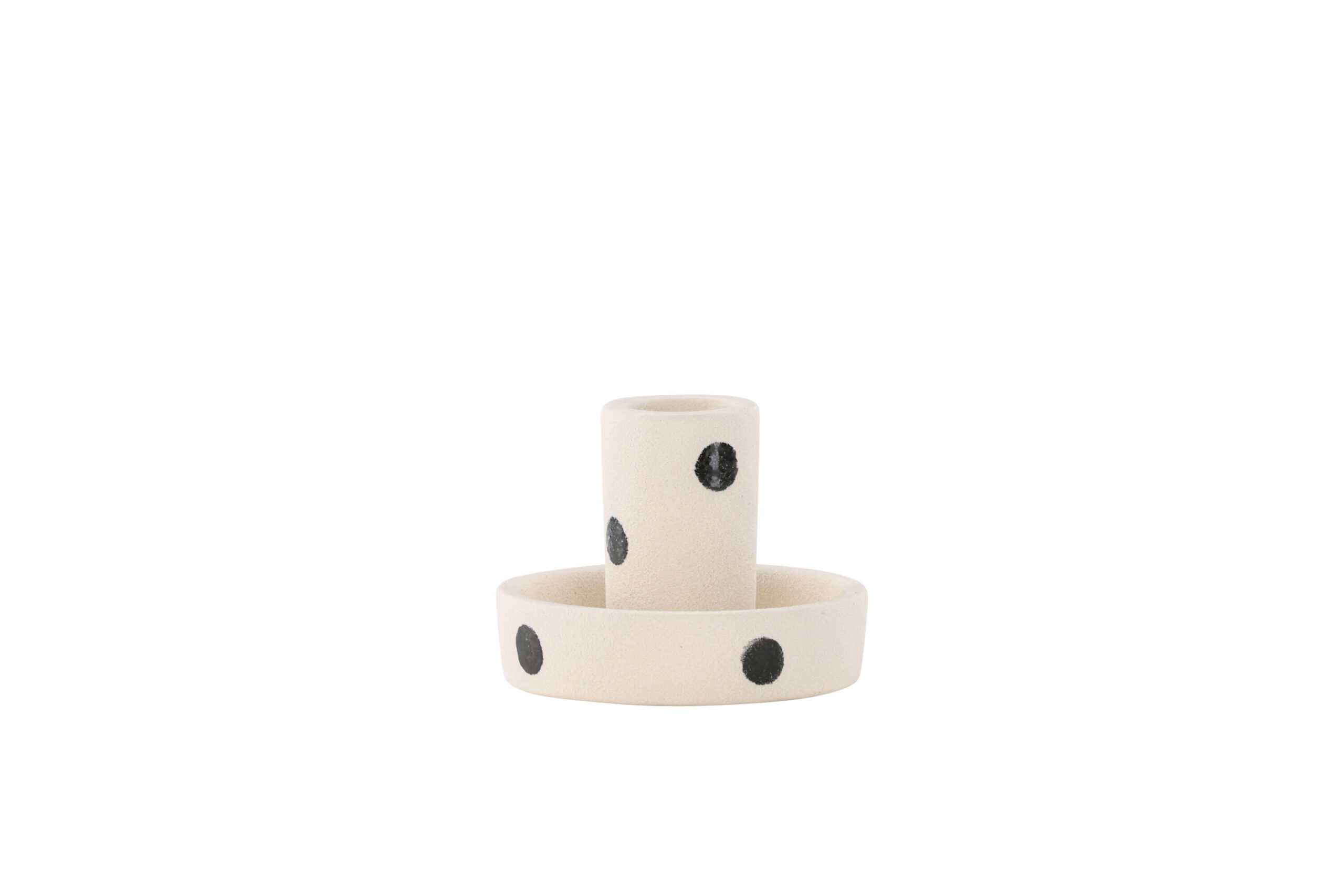 Venture Design Ceco Lysestage Rund Hvid Sorte Prikker Stentøj B11xh6