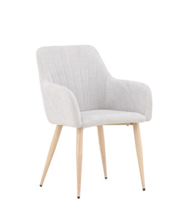 Venture Design Comfort Spisebordsstol     Armlæn Lysegrå Polyester Og Træfarvet Stål