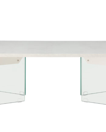 Venture Design Ester Sofabord  Rektangulær Hvid Mdf Med Beton Look Og Klar Glas  120x80