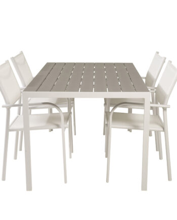 Venture Design Havebord    Break Bord Og   Santorini Stole    Armlæn Hvid Alu Og Grå Aintwood