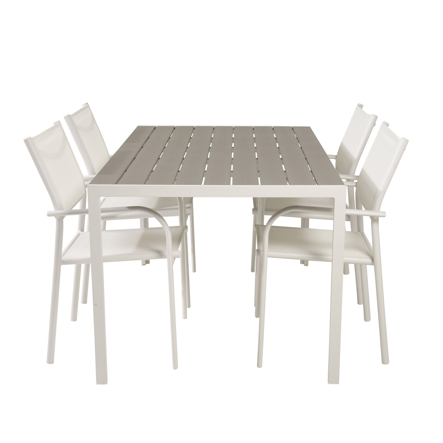 Venture Design Havebord Break Bord Og Santorini Stole Armlæn Hvid Alu Og Grå Aintwood