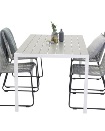 Venture Design Havesæt     Break Bord  150x90  Pg   Lindos Stole Grå Aintwood Hvid Alu Grå Reb