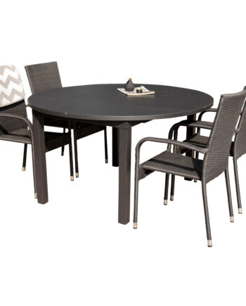 Venture Design Havesæt    Marbella Bord Og   Anna Stole    Armlæn- Sort Alu Rattan