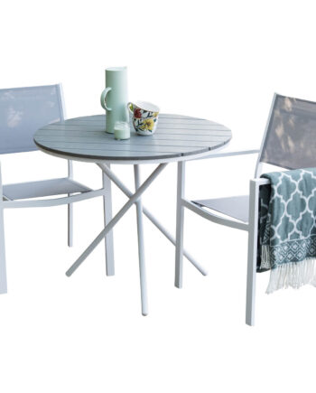 Venture Design Havesæt    Parma Bord  ø90  Og   Copacabana Stole    Armlæn Grå Aintwood Textilene