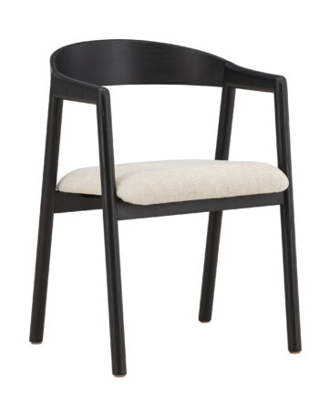 Venture Design Långön Spisebordsstol     Armlæn Beige Polyester Og Sort Asketræ