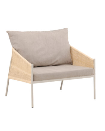 Venture Design Louie Loungestol     Armlæn Og Stof Hynder Beige Reb Og Beige Stål