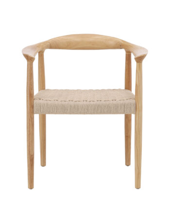 Venture Design Lovön Spisebordsstol     Armlæn Beige Reb Og Hvidvasket Gummitræ