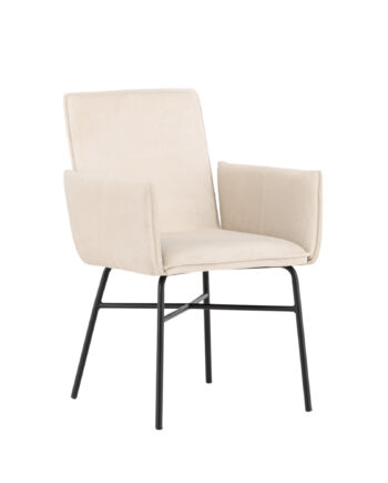 Venture Design Petra Spisebordsstol     Armlæn Beige Polyester Fløjl Og Sort Stål