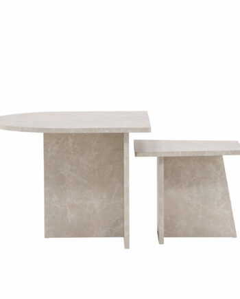 Venture Design Sala Sofabord Beige Marmorlook Mdf  60x60  40x40   Sæt Med