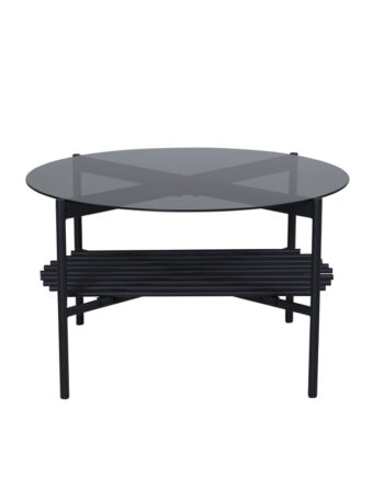 Venture Design Von Staf Sofabord     Hylde Sort Glas Og Sort Stål  ø80