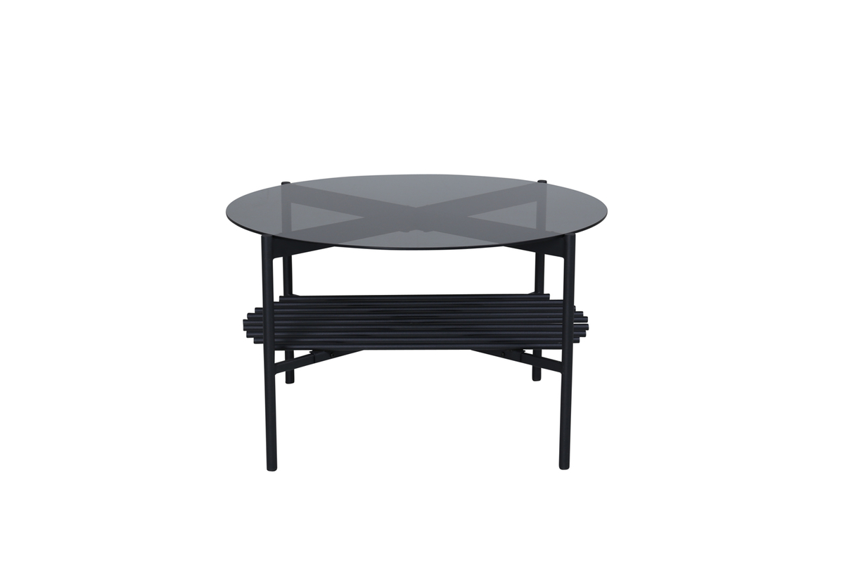 Venture Design Von Staf Sofabord Hylde Sort Glas Og Sort Stål ø80