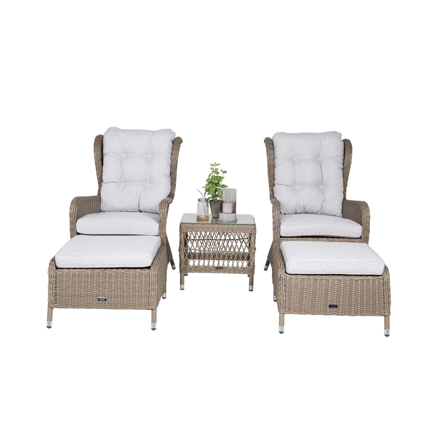 Venture Design Washington Lounge Havesæt Natur Hynder Og Glasbord Natur Rattan