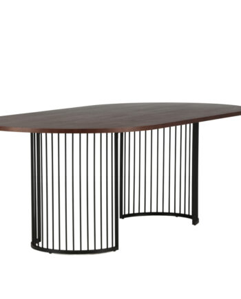 Vind Collection Hamneskär Spisebord  Oval Valnøddefarvet Finér Og Sort Stål  220x110