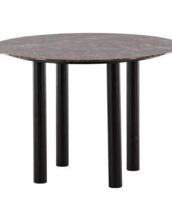 Vind Collection Havstone Spisebord  Rund Glas Med Brunt Marmormønster Og Sort Metal  ø106