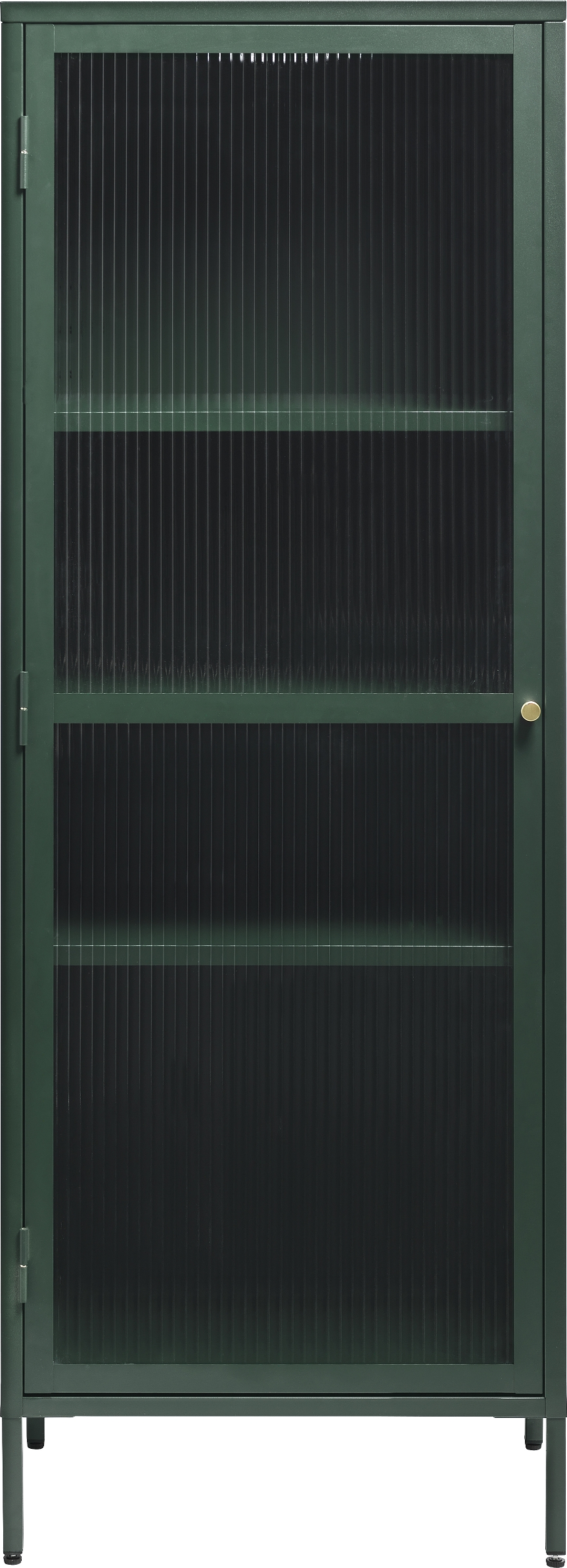 Vitrineskab Glasvitrine Nordique Design Bronco H160ã 58ã 40 Cm  Koldvalset Stål Med Rillet Glasfront  Grøn