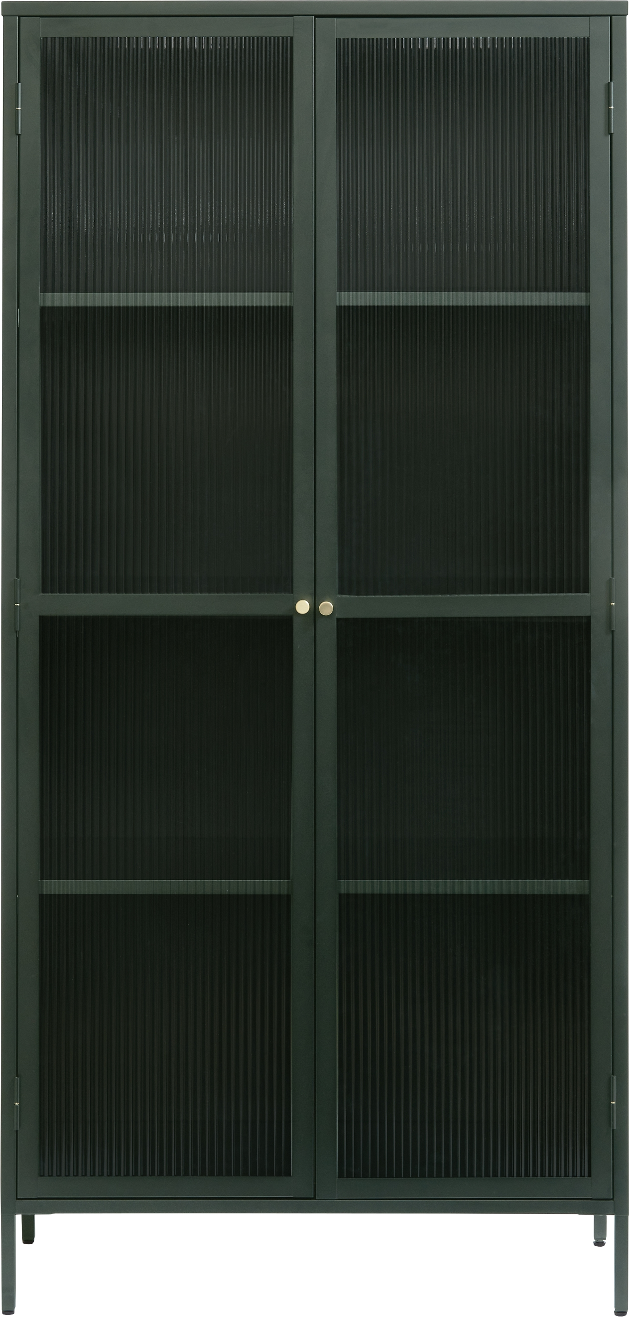 Vitrineskab Nordique Design Bronco  Grøn 190x90x40 Cm  Koldvalset Stål   Hærket Rillet Glas