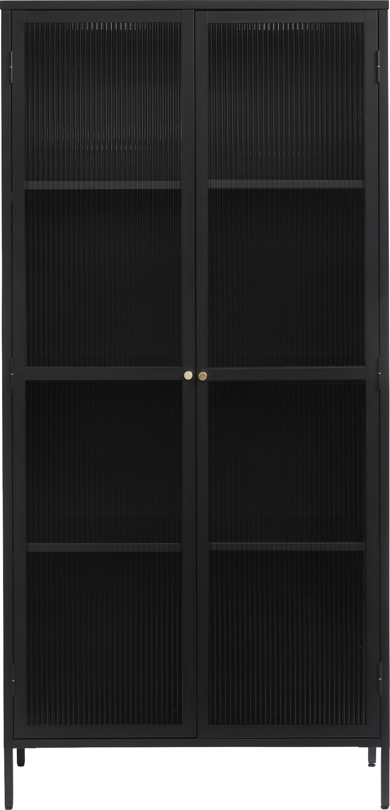 Vitrineskab Nordique Design Bronco Sort Koldvalset Stål Med Rillede Glasdøre H190ã B90 Cm