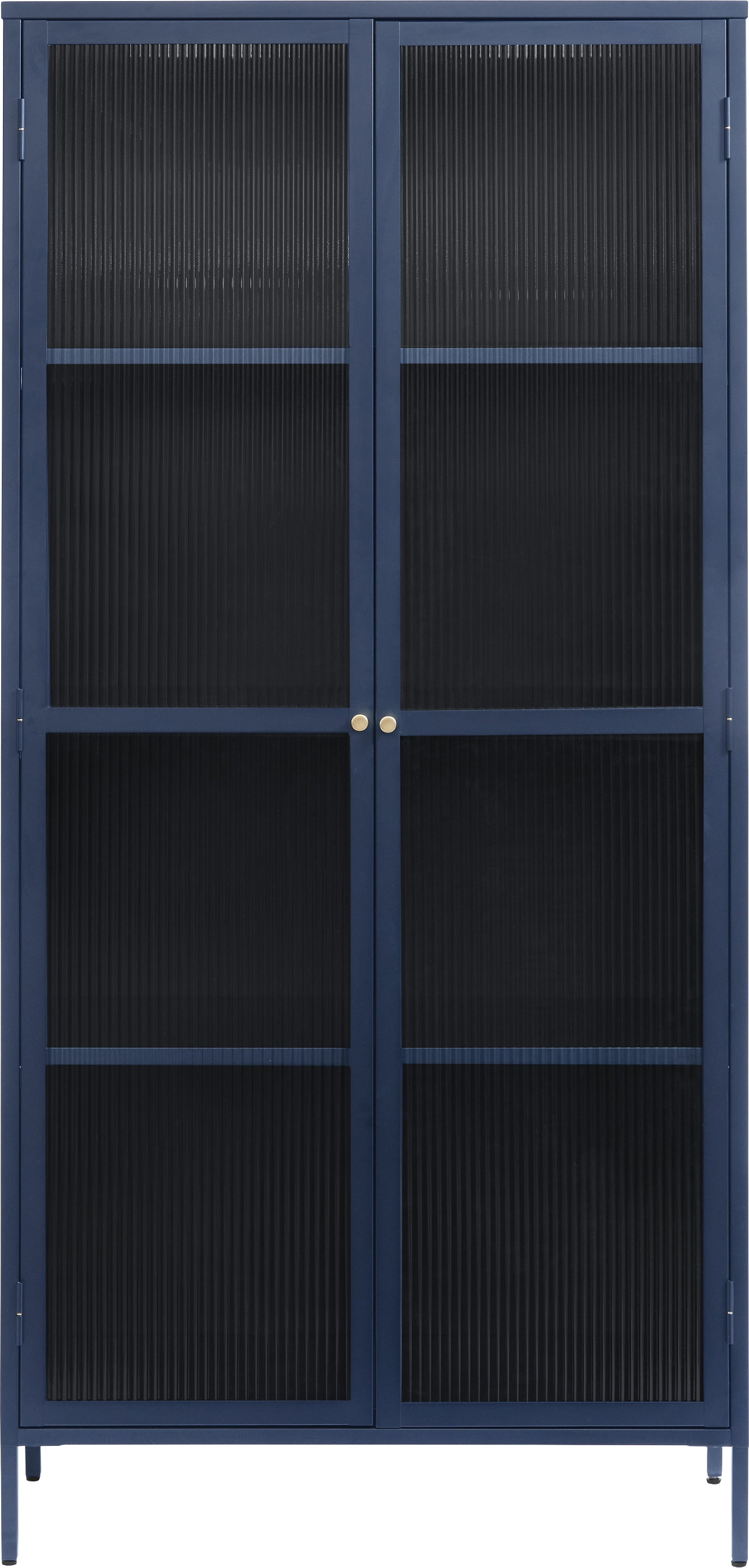 Vitrineskab Nordique Design Bronco Stålblå Glasvitrine H190ã B90ã D40 Cm Koldvalset Stål   Rillet Glas