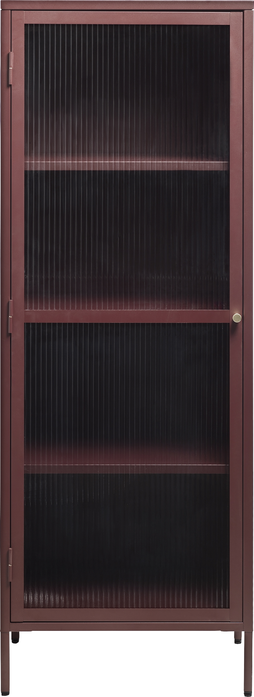 Vitrineskab Nordique Design Bronco Vinrød Med Gyldent Håndtag   Stål Og Hærdet Glas H160ã 58ã 40 Cm