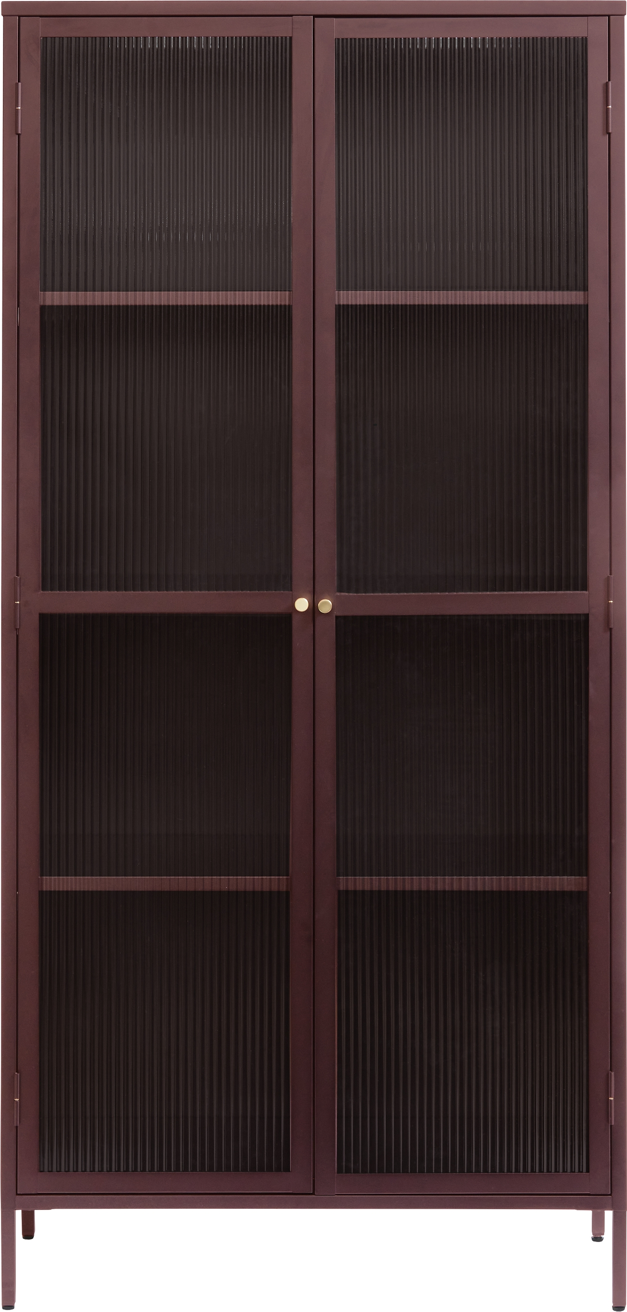 Vitrineskab Nordique Design Bronco   Vinrødt   Stål   Rillet Glas  H190ã B90ã D40 Cm