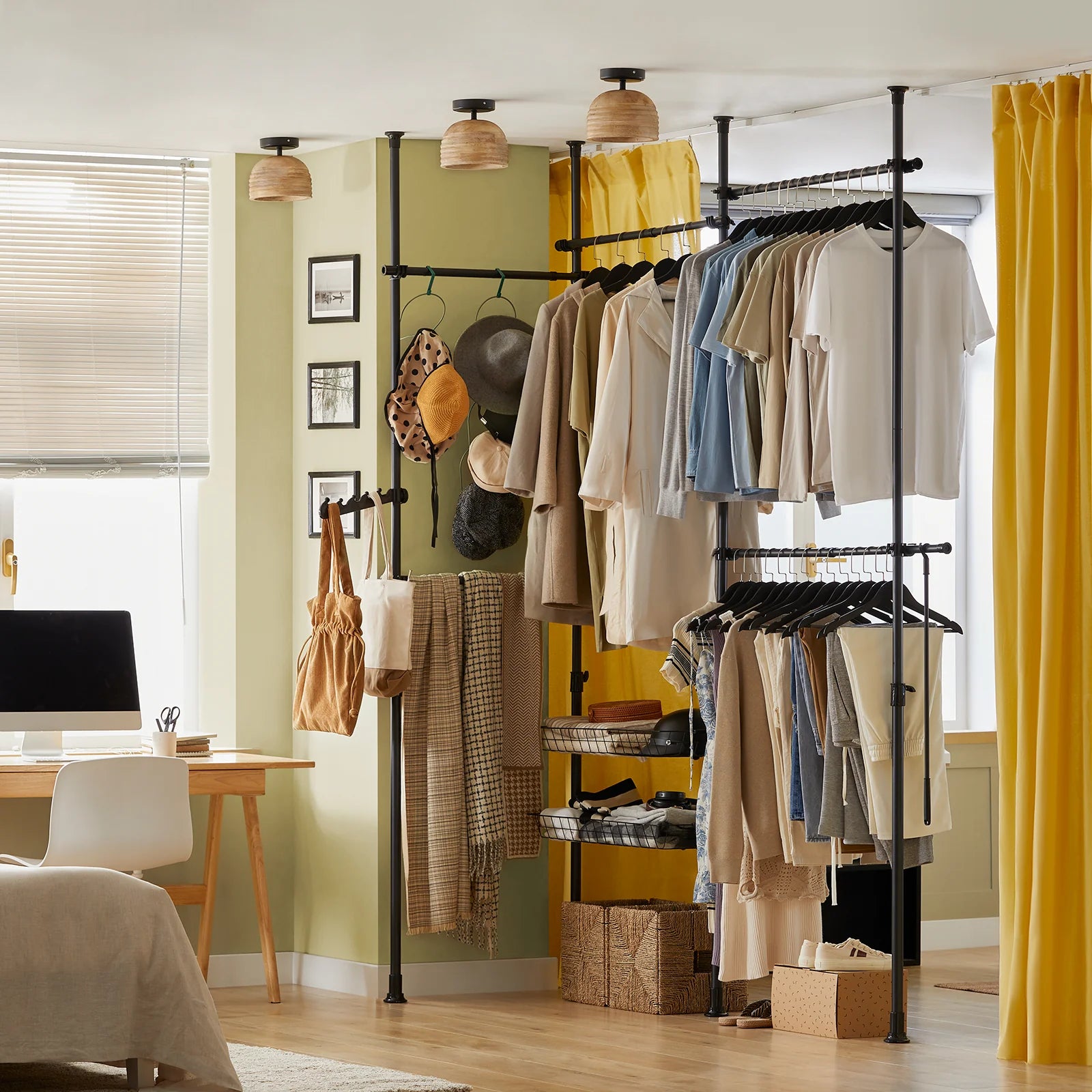 Walk In Closet Garderobestativ  Tøjstativ  Højde Og Længde Justerbar