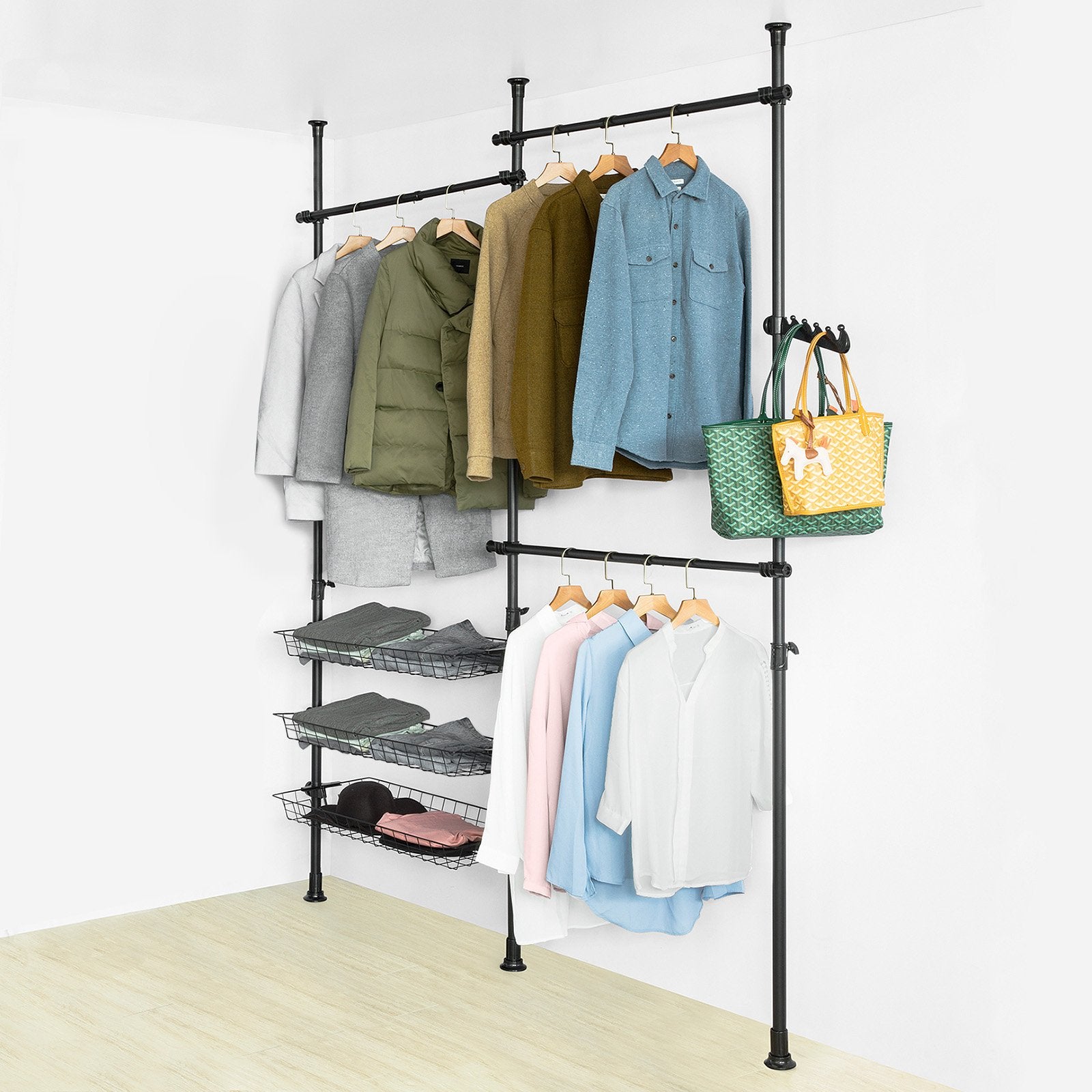 Walk-in Closet  Teleskopstativ  Tøjstativ  Garderobe  Sort