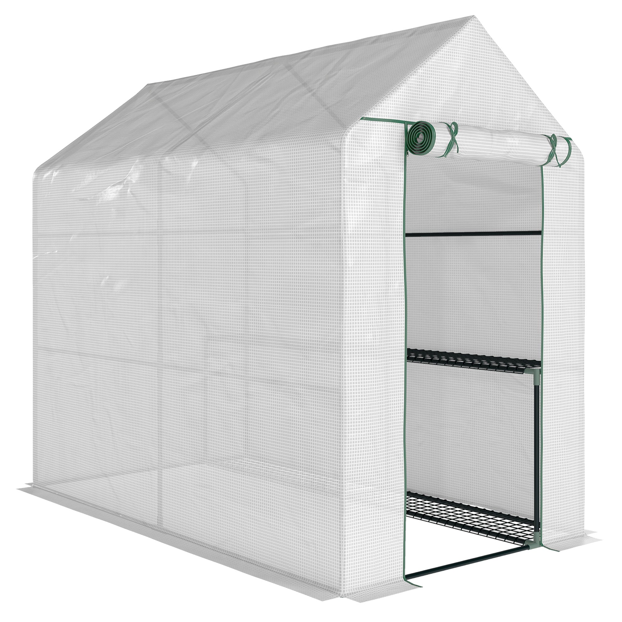 Walk-in Polytunnel Drivhus Med Hylder Tomatdrivhus Drivhus Kold Ramme Med Dør Grøn Stål Pe 120 186 190 Cm