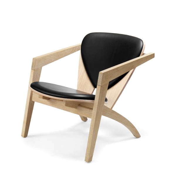 Wegner Butterfly Ge460 Stol Ubehandlet Bøg Sort Læder  : Erling Christensen Møbler