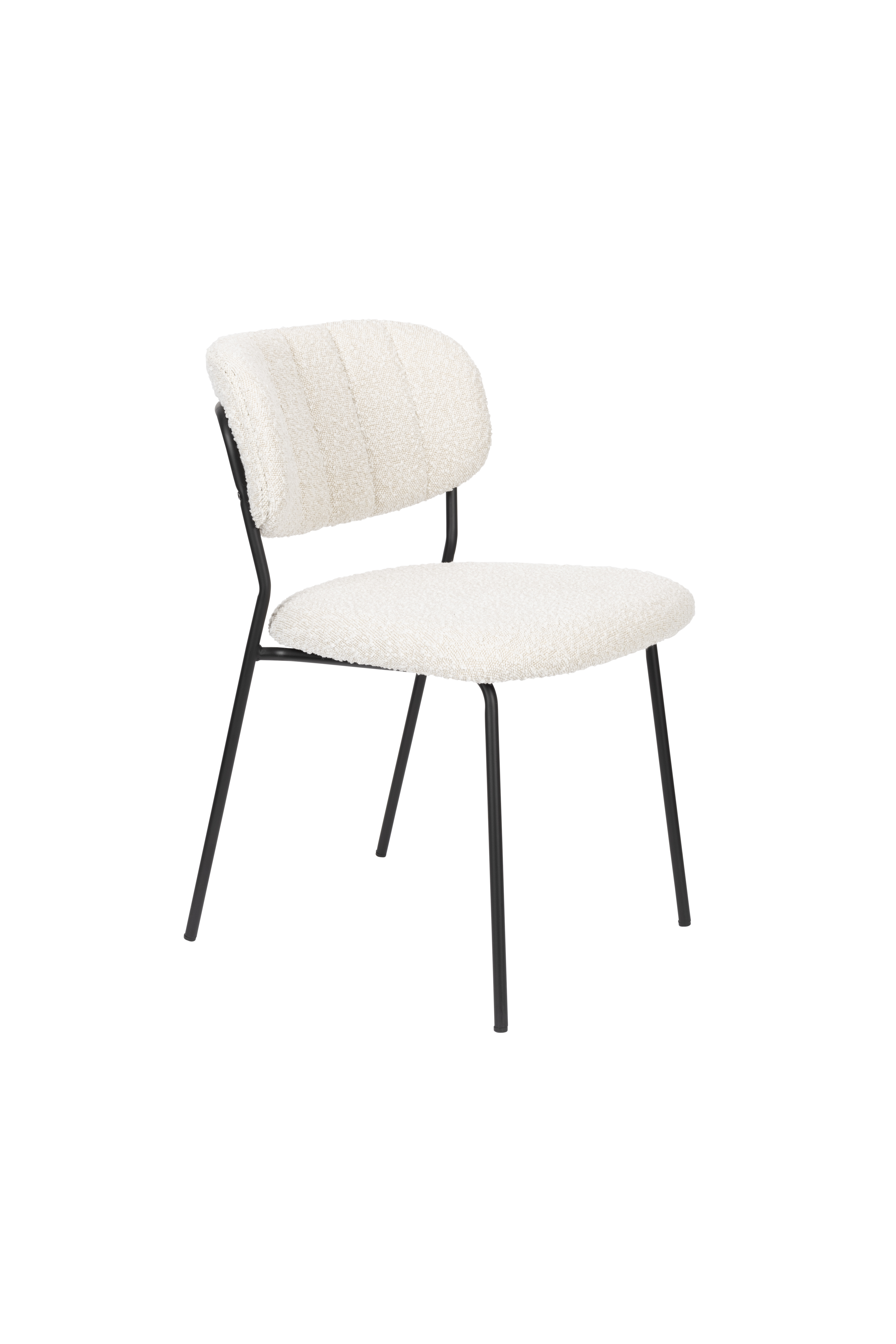 White Label Living Jolien Spisebordsstol Hvid Bouclé Og Sort Stål