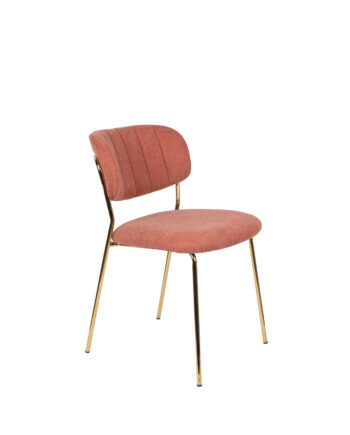 White Label Living Jolien Spisebordsstol Lyserød Polyester Nylon Og Guld Stål