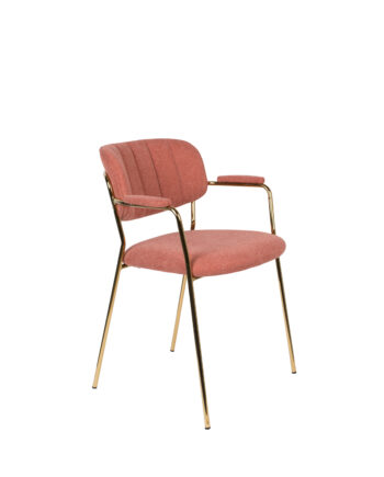 White Label Living Jolien Spisebordsstol     Armlæn Lyserød Polyester Nylon Og Guld Stål