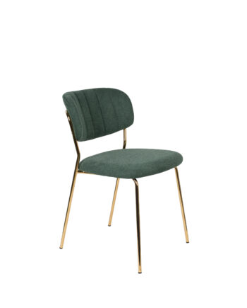 White Label Living Jolien Spisebordsstol Mørkegrøn Polyester Nylon Og Guld Stål