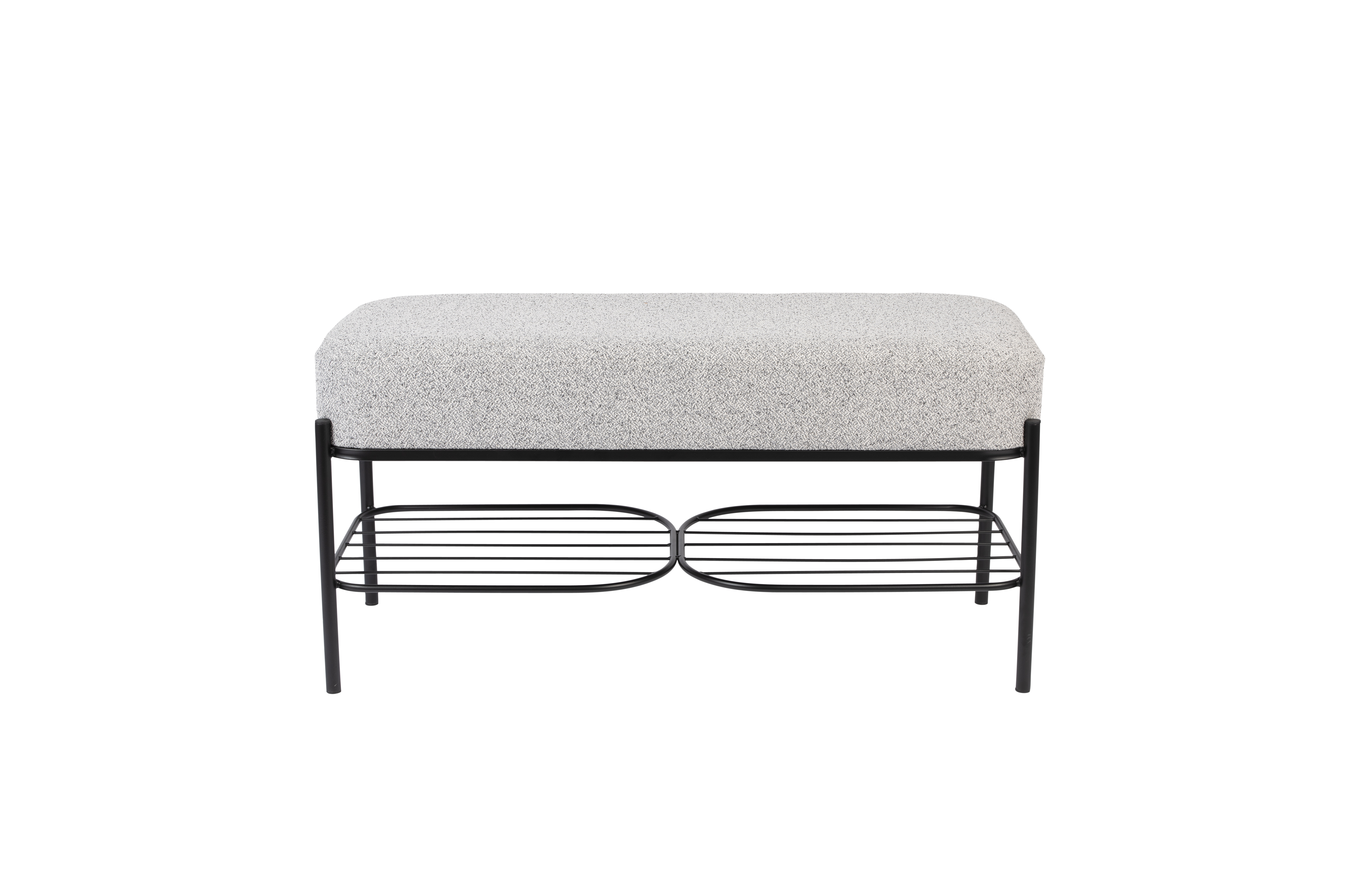 White Label Living Milou Bænk       Hylde Grå Stof Og Metal  90x35