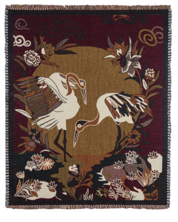 Woood Circuit Jacquard Plaid Med Fugle  Rektangulær Multifarvet Bomuld  130x170