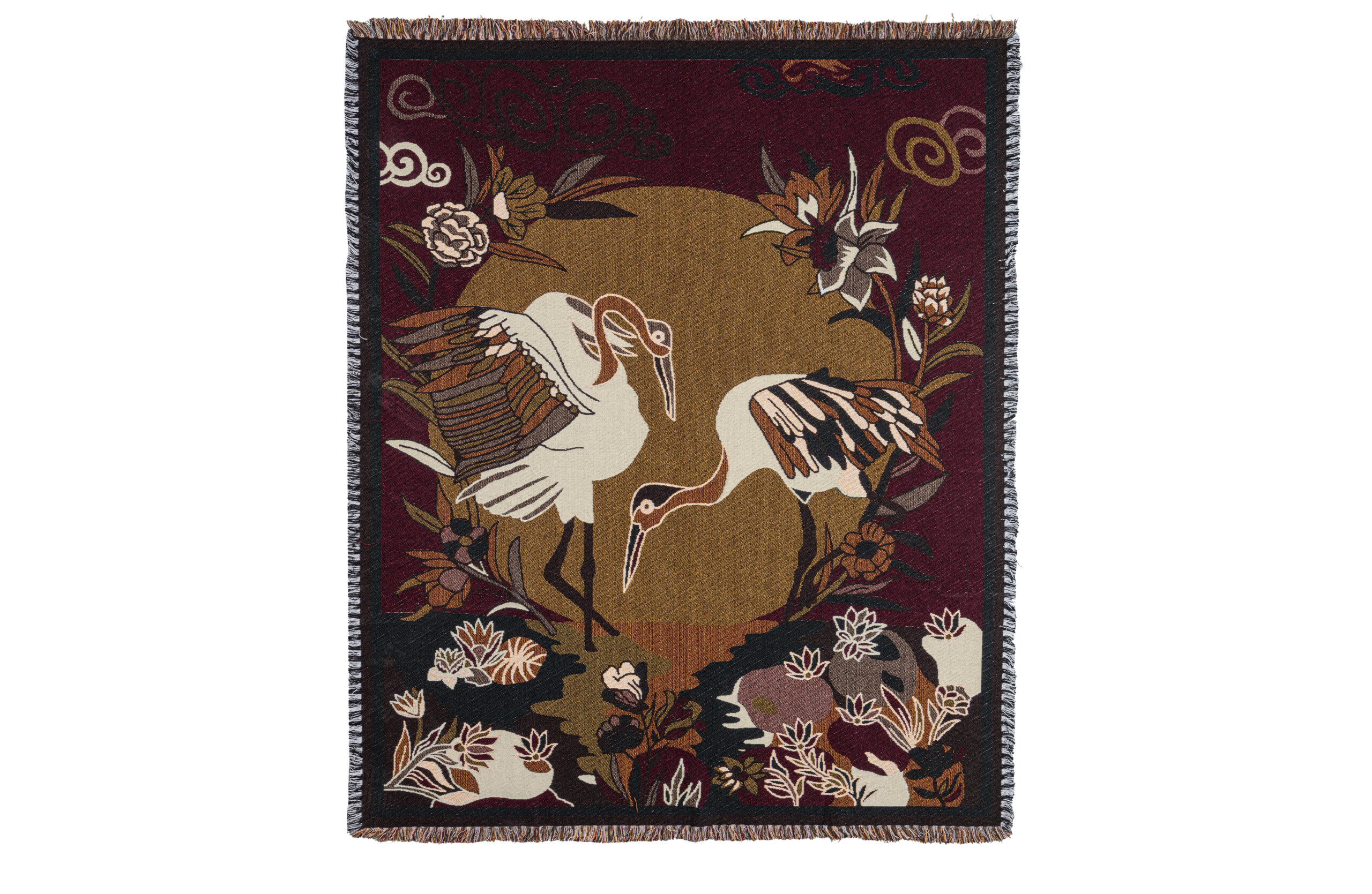 Woood Circuit Jacquard Plaid Med Fugle Rektangulær Multifarvet Bomuld 130x170