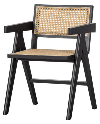 Woood Exclusive Gunn Spisebordsstol     Armlæn Natur Rattan Og Sort Fyrretræ