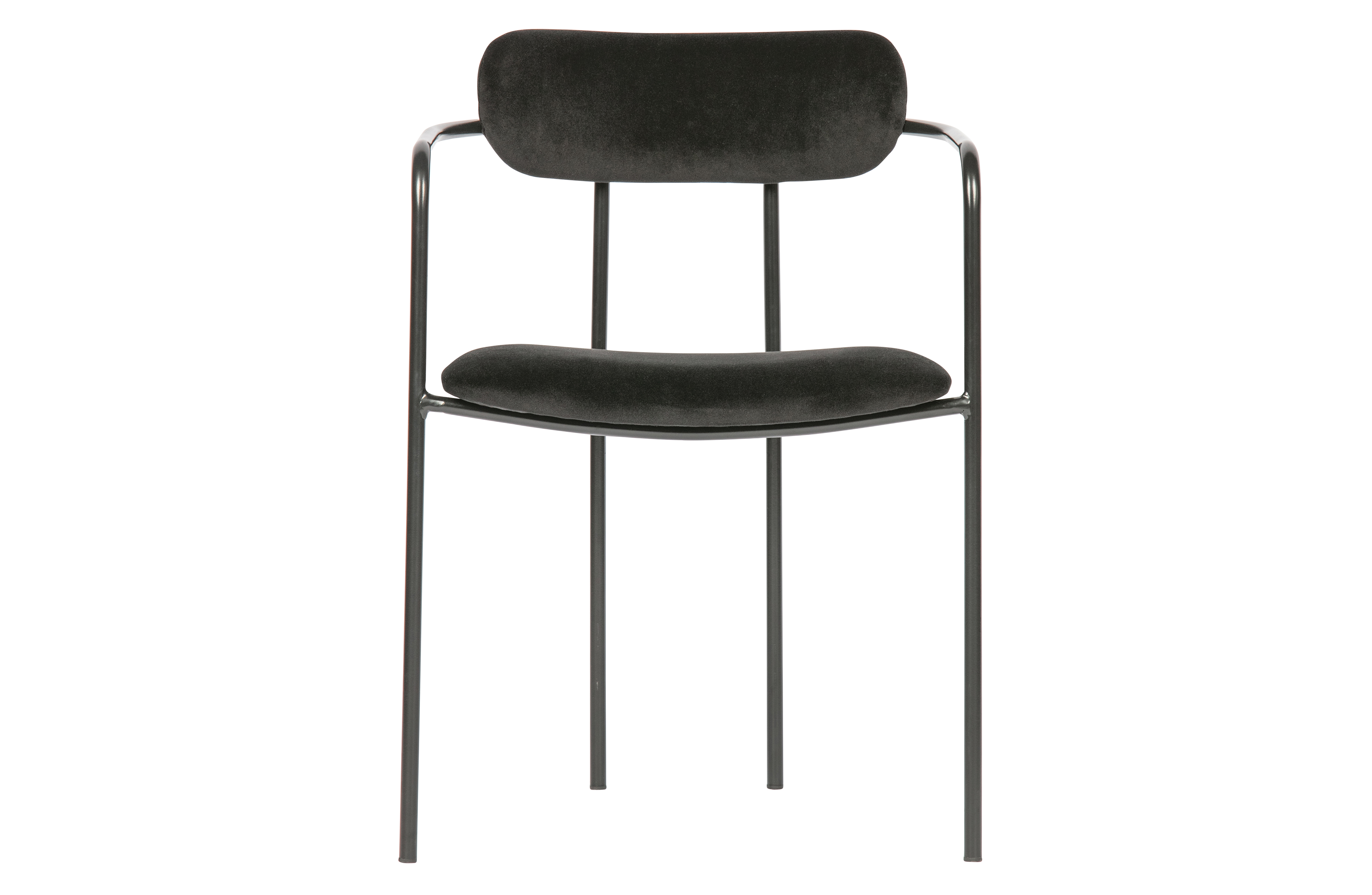 Woood Exclusive Ivy Spisebordsstol     Armlæn  Stabelbar Sort Fløjl Polyester Og Sort Jern