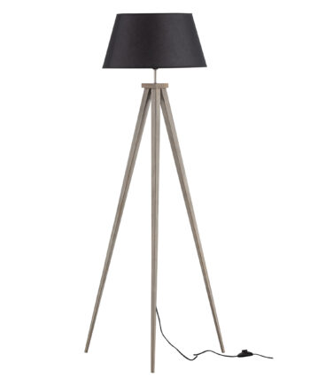 Woood Exclusive Omar Gulvlampe Stof Og Sort Bambus