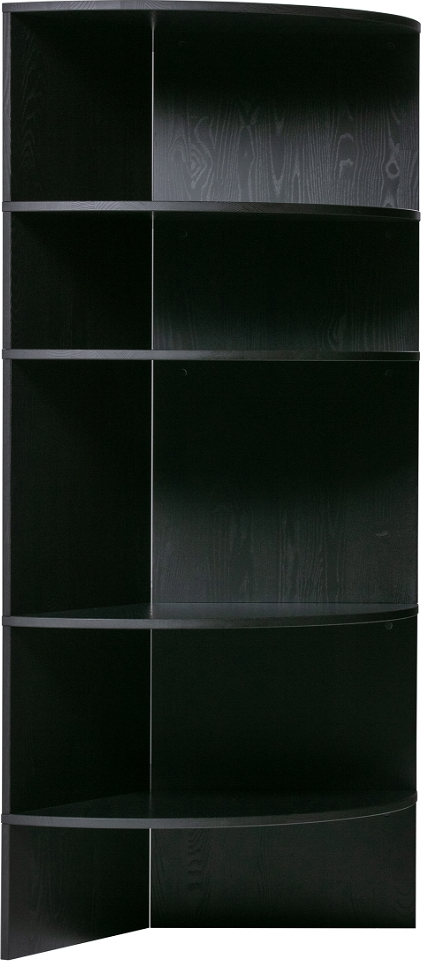Woood Exclusive Trian Halvrund Bogreol   Sort Børstet Asketræ H168xb100xd76 Cm