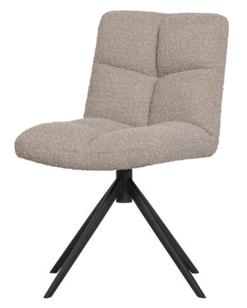 Woood Exclusive Vinny Spisebordsstol  Drejelig Sand Bouclé Polyester Og Sort Metal