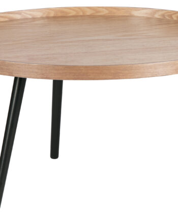 Woood Mesa Sidebord    Rund Natur Mdf Og Sort Fyrretræ  ø78