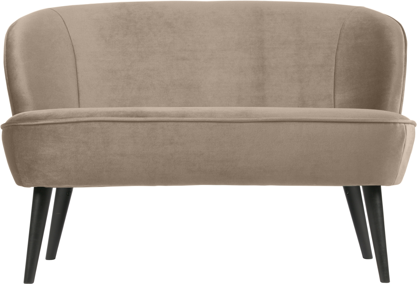 Woood Sara  -personers Sofa  Beige Fløjlsstof  Høje Sorte Ben  Fsc-træ  110x72x73 Cm