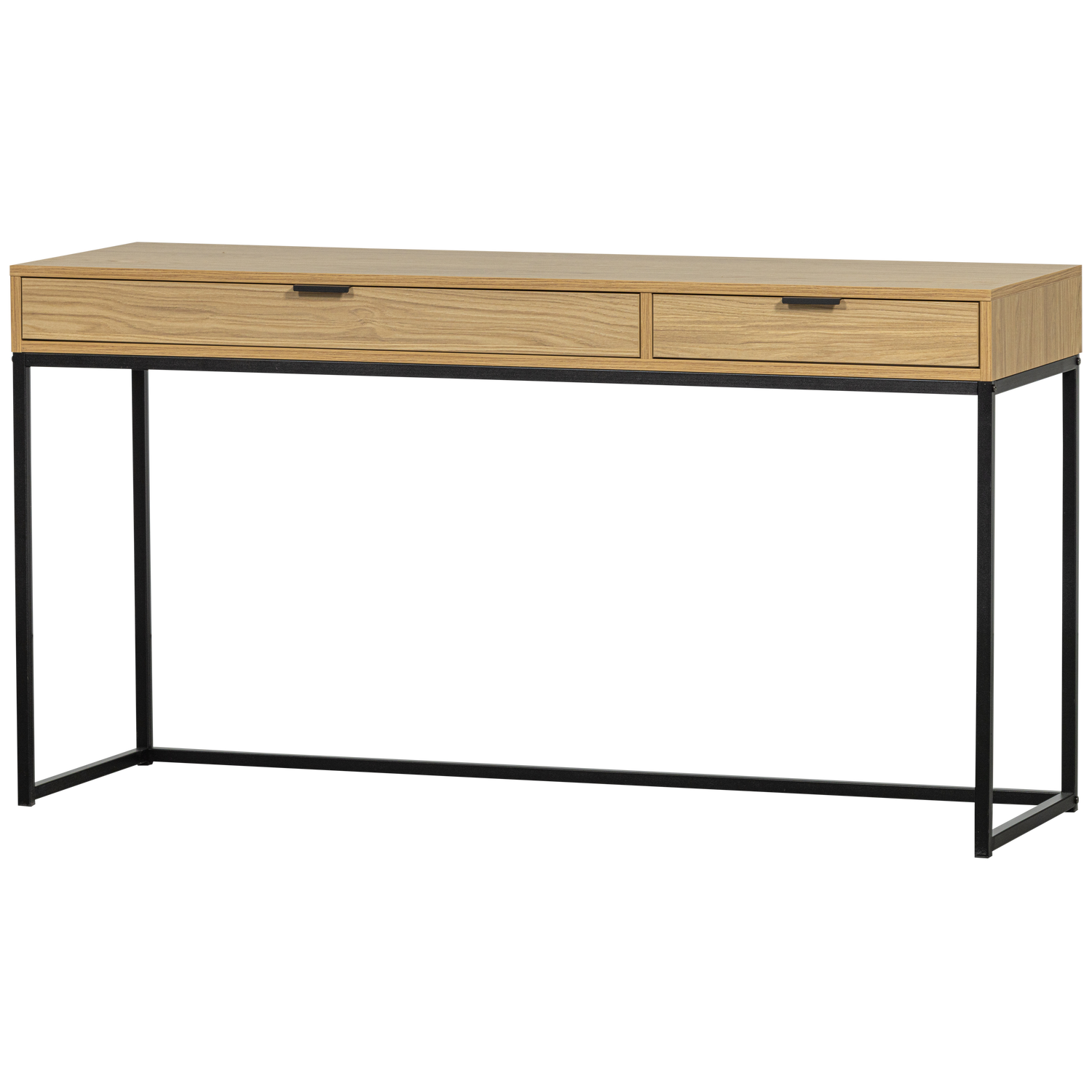 Woood Silas Skrivebord Skuffer Natur Eg Melamin Og Metal 140x44