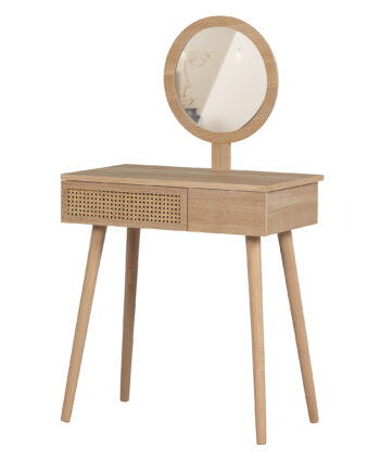 Woood Soof Sminkebord     Spejl Og   Skuffer Natur Mdf Og Fyrretræ  70x40
